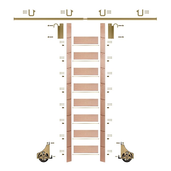 Meadow Lane Ladder 107 in. Pre-Finished Oak Brass Finish Hook with 8 ft. Rail Kit EG.300-107RO-08.06-PF - main
